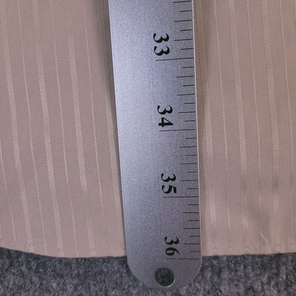 NWT Pronto Uomo Shirt Dress Shirt 18.5 36/37 Button Up Khaki Brown Tonal Stripe - Picture 9 of 16